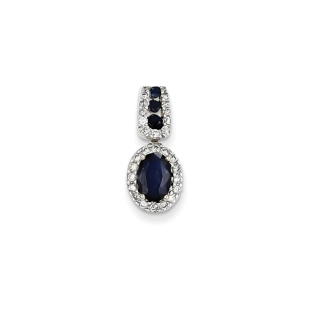 14k white gold real diamond sapphire pendant xp4128s aa