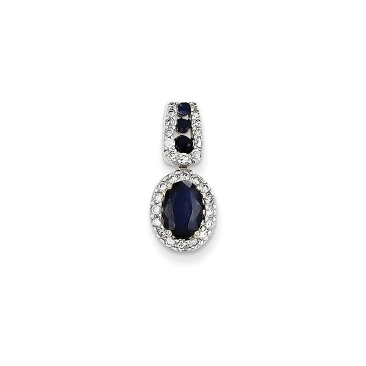 14k white gold real diamond sapphire pendant xp4128s aa