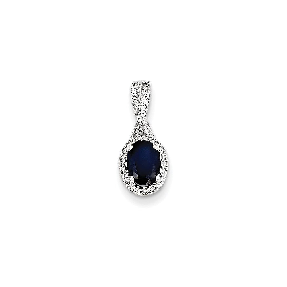 14k white gold real diamond sapphire pendant xp4129s aa