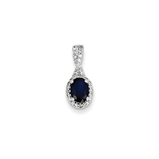 14k white gold real diamond sapphire pendant xp4129s aa