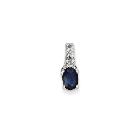 14k white gold real diamond sapphire pendant xp4132s aa