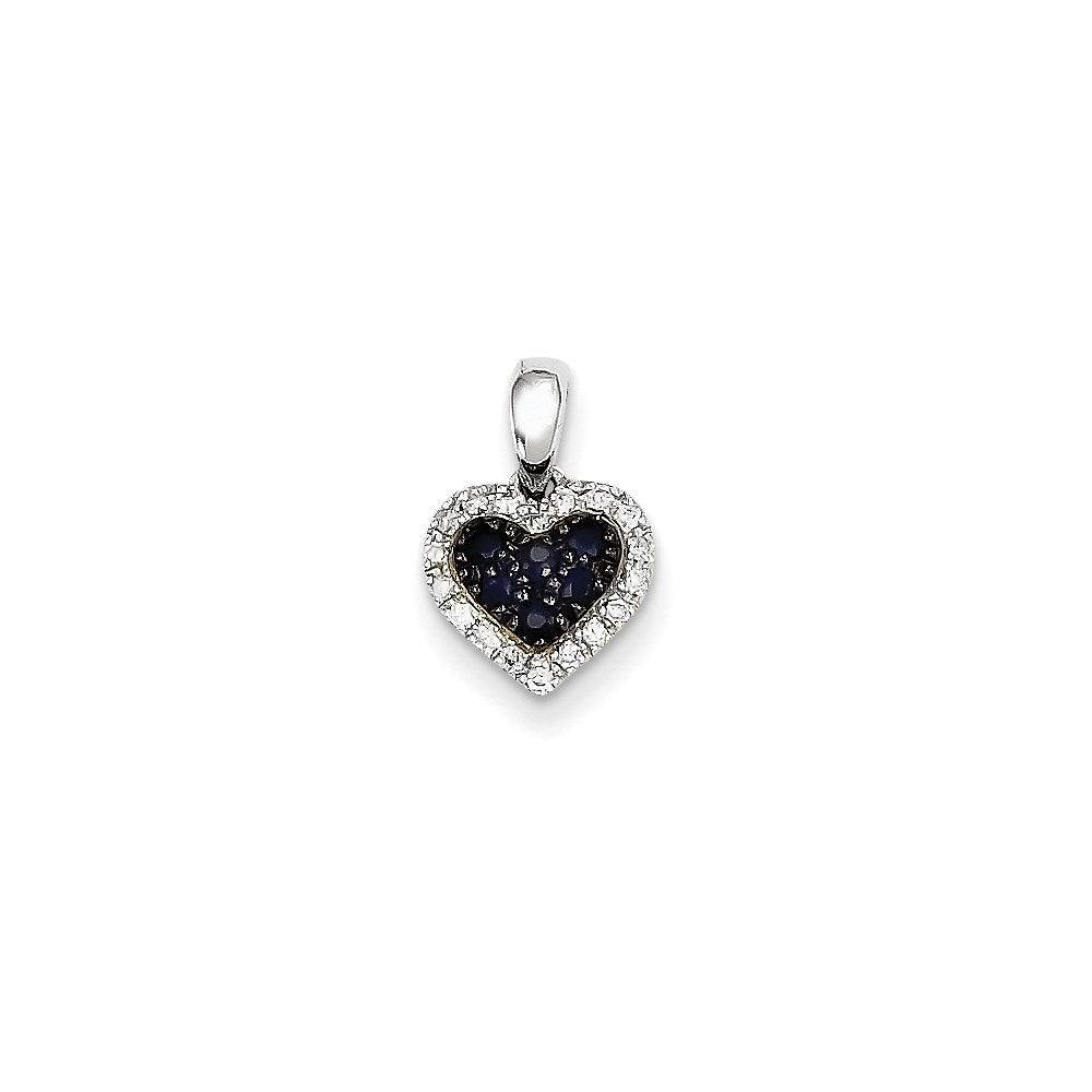 14k white gold real diamond sapphire heart pendant xp4134s aa