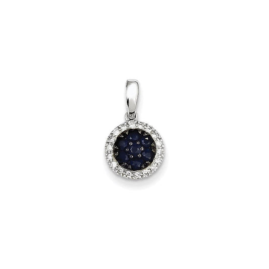 14k white gold real diamond sapphire circle pendant xp4137s aa