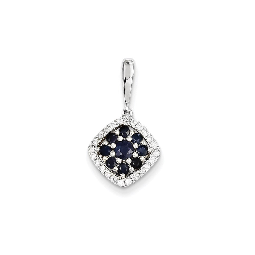14k white gold real diamond sapphire pendant xp4144s aa
