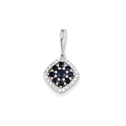 14k white gold real diamond sapphire pendant xp4144s aa
