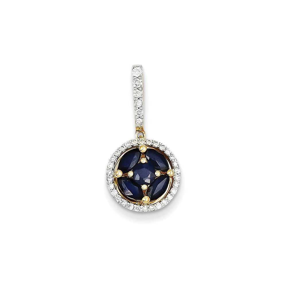 14k yellow gold real diamond sapphire pendant xp4147s aa