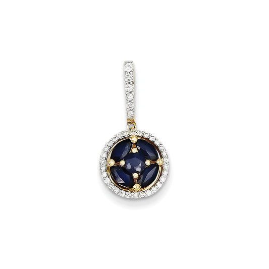 14k yellow gold real diamond sapphire pendant xp4147s aa