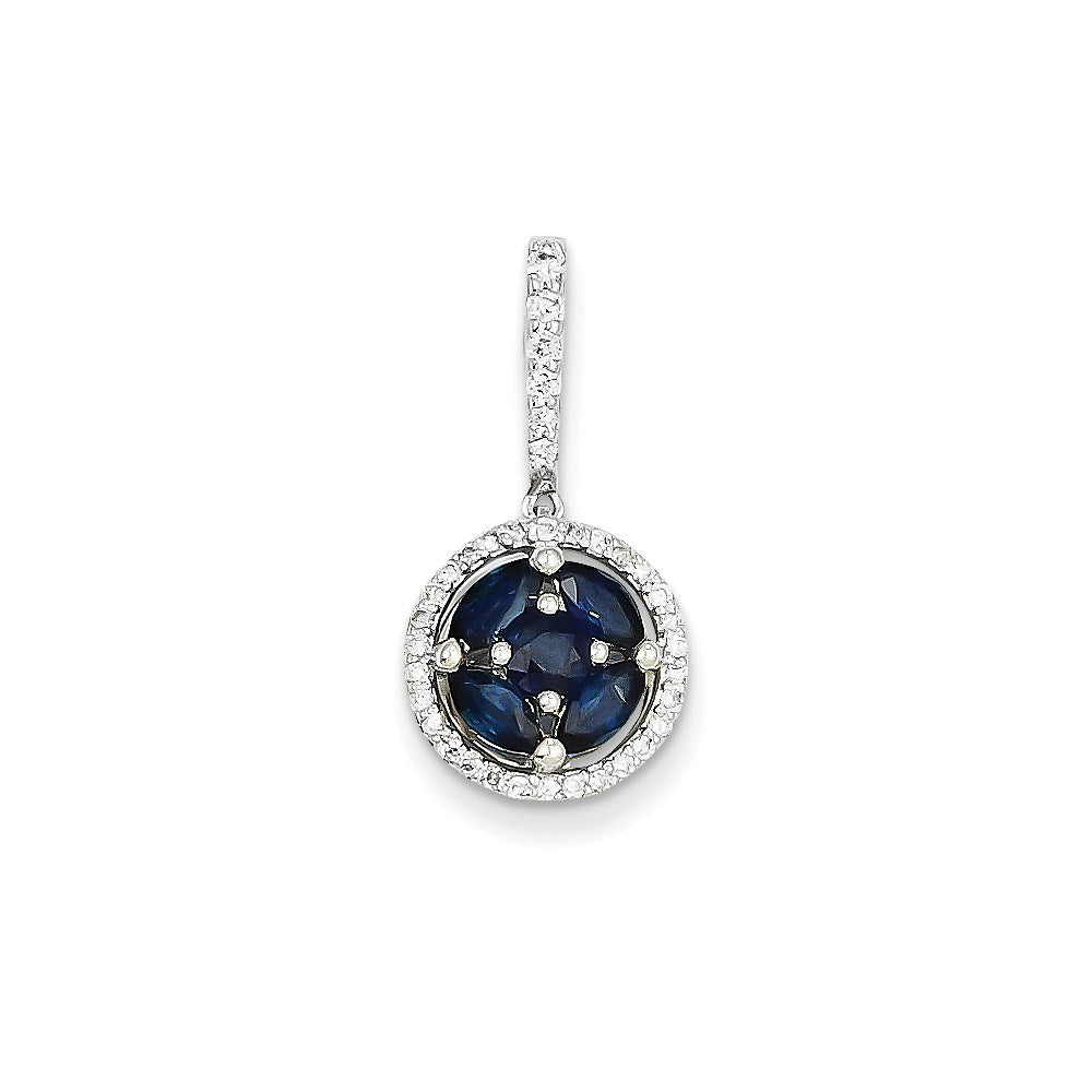 14k white gold real diamond sapphire circle pendant xp4148s aa
