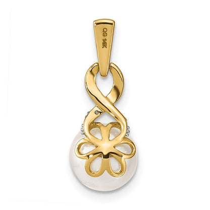 14k 7 8mm Freshwater Cultured Pearl and Diamond Pendant