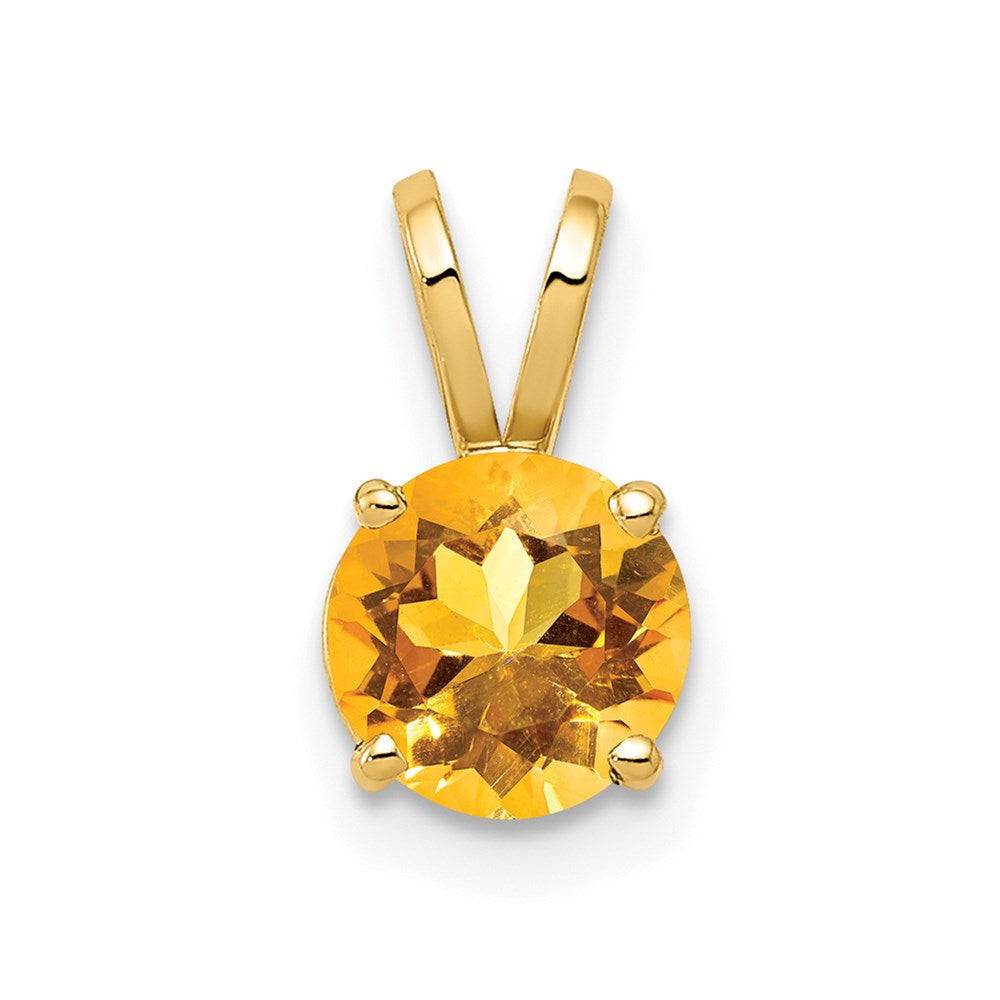 14k yellow gold 6mm citrine checker pendant xp416cc