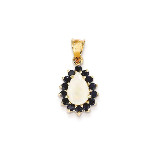 14k yellow gold genuine opal and sapphire pendant xp4171op