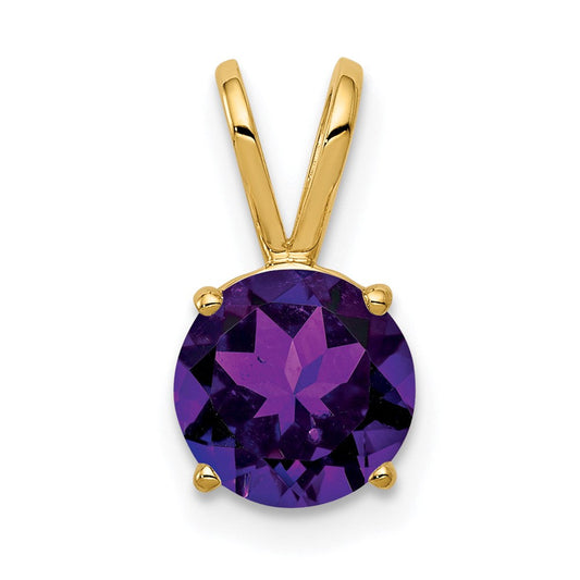14k yellow gold 7mm amethyst checker pendant xp417ac