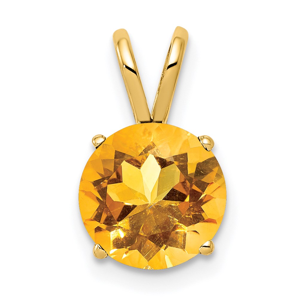 14k yellow gold 8mm citrine pendant xp418ci
