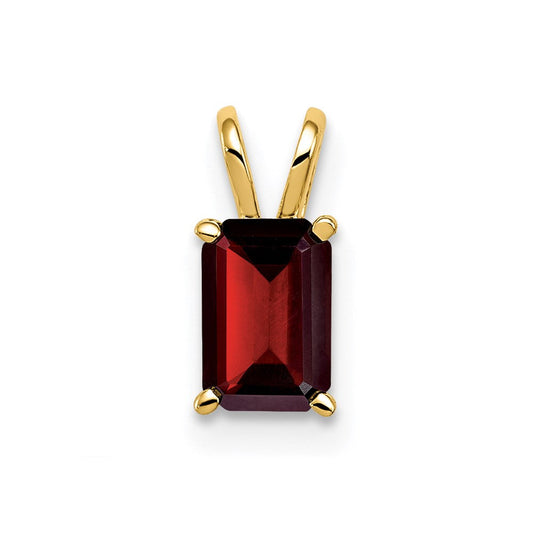 14k yellow gold 6x4mm emerald cut garnet pendant xp419ga