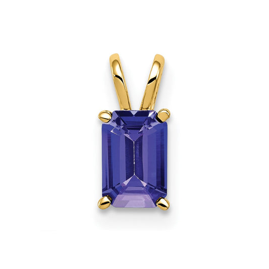 14k Yellow Gold 6x4mm Emerald Cut Tanzanite pendant