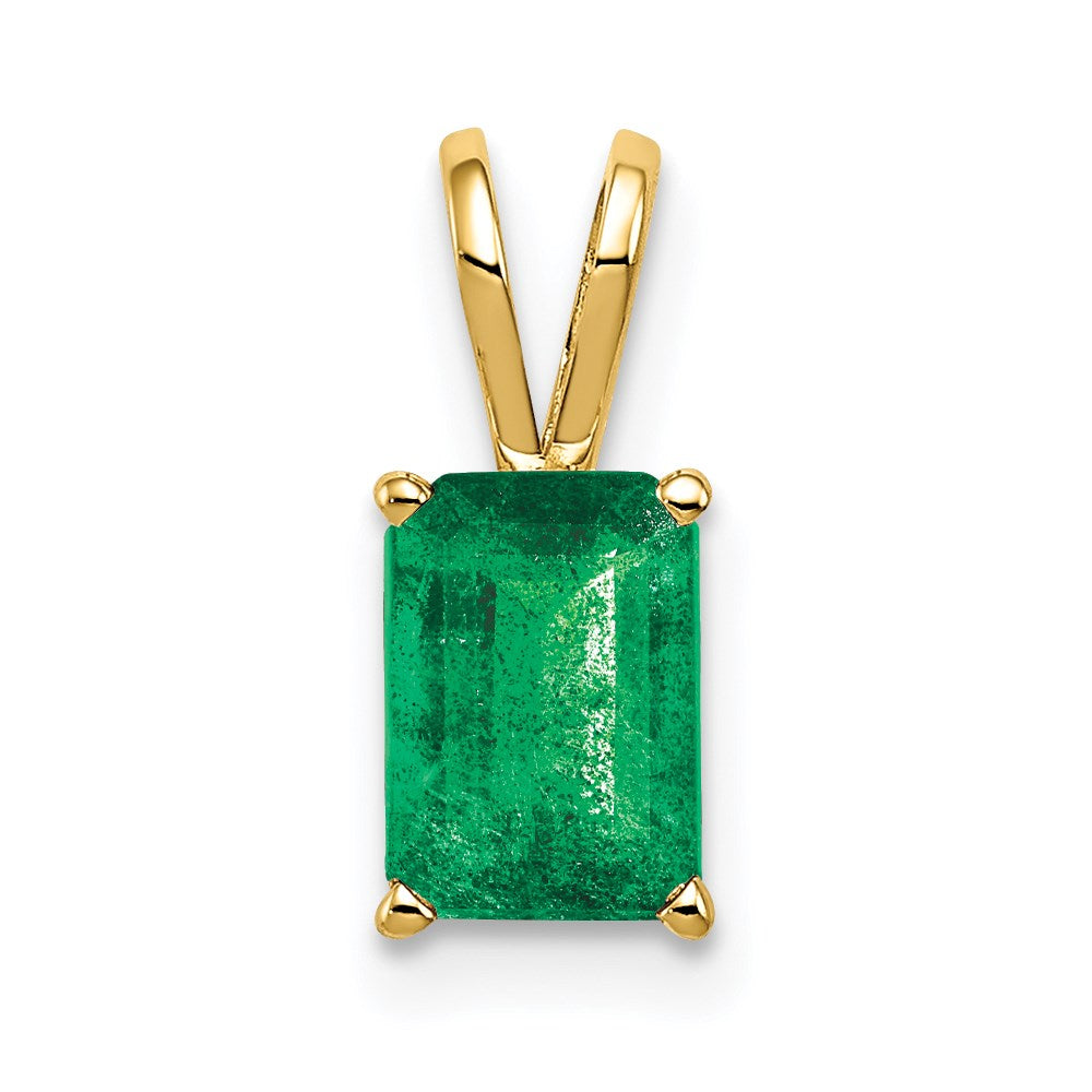 14k yellow gold 7x5mm emerald cut emerald pendant xp420e