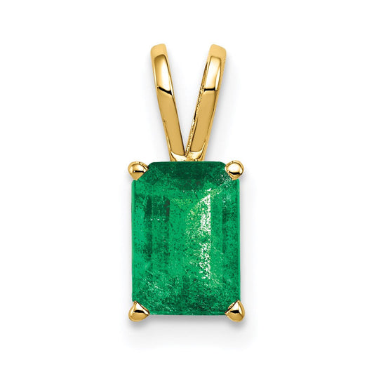 14k yellow gold 7x5mm emerald cut emerald pendant xp420e