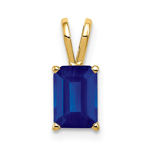14k yellow gold 7x5mm emerald cut sapphire pendant xp420s