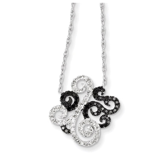 14k white gold w black and white real diamond fancy pendant xp4220aa