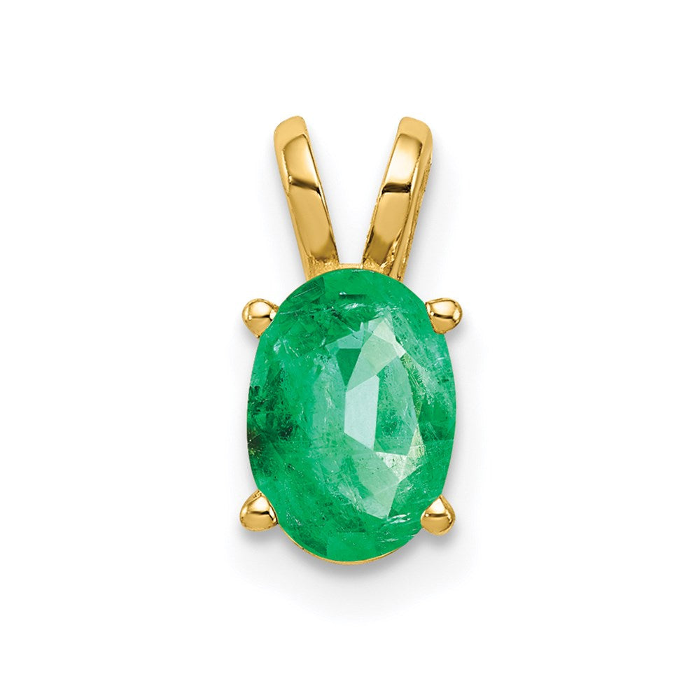 14k yellow gold 7x5mm oval emerald pendant xp422e