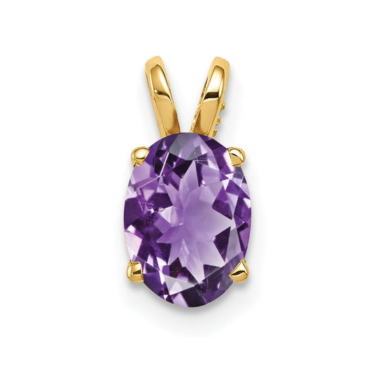 14k yellow gold 8x6mm oval amethyst pendant xp423am