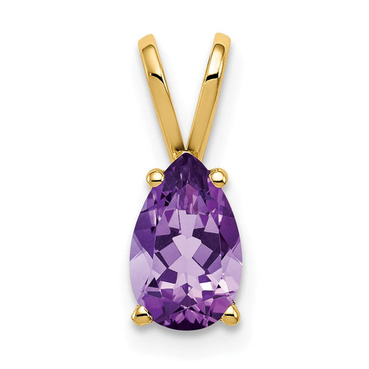 14k yellow gold 8x5mm pear amethyst pendant xp425am
