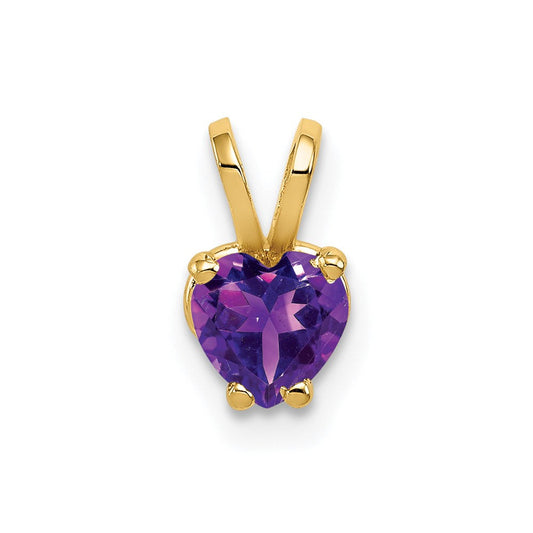 14k yellow gold 5mm heart amethyst pendant xp428am