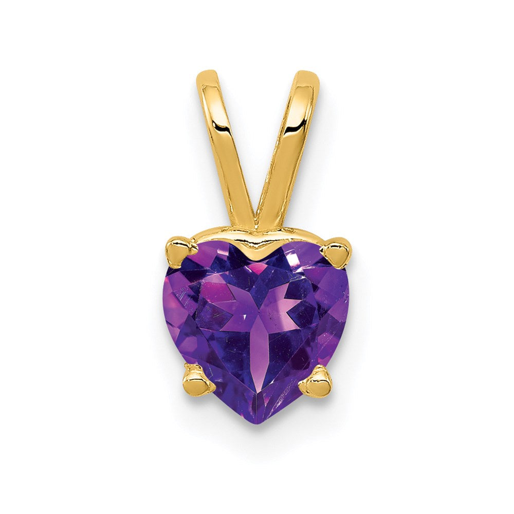 14k yellow gold 6mm heart amethyst pendant xp429am