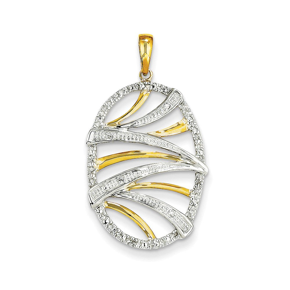 14k yellow gold real diamond oval swirl pendant xp4303aa