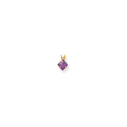 14k yellow gold 5mm princess cut amethyst pendant xp431am