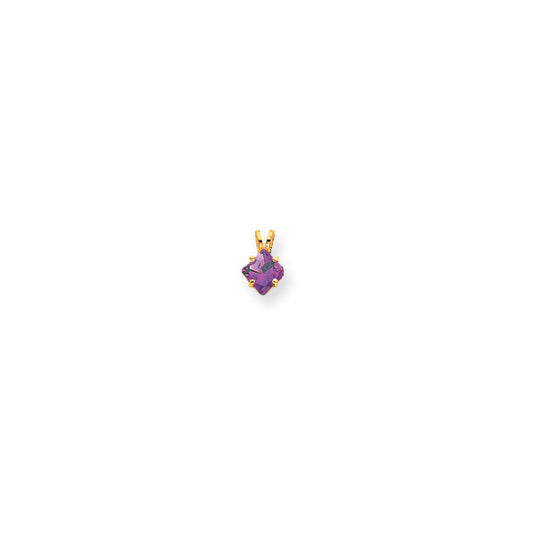 14k yellow gold 5mm princess cut amethyst pendant xp431am