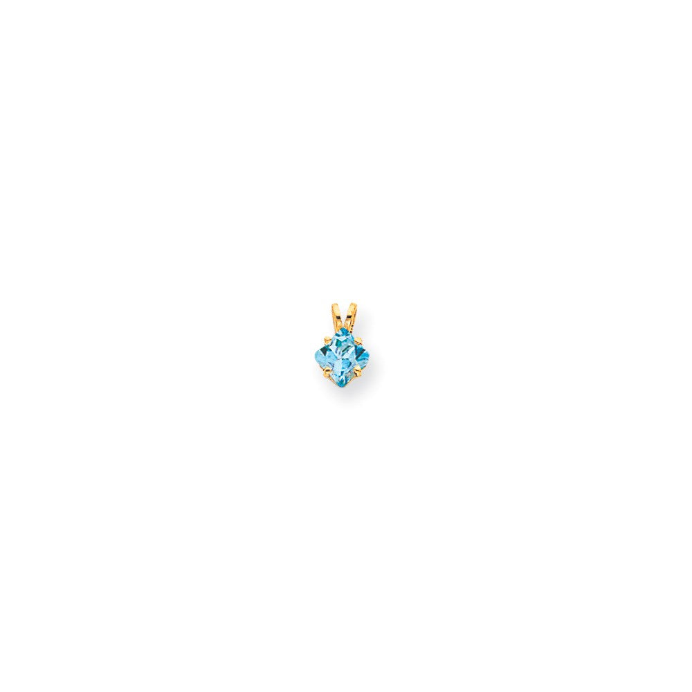 14k yellow gold 5mm princess cut blue topaz pendant xp431bt