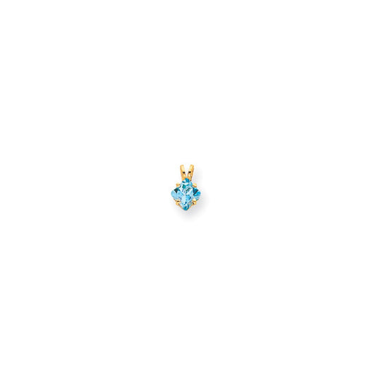 14k yellow gold 5mm princess cut blue topaz pendant xp431bt