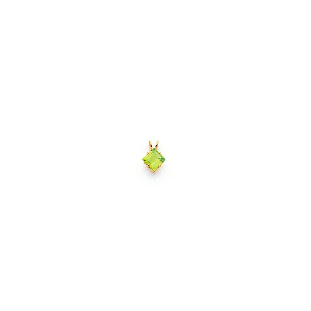 14k yellow gold 6mm princess cut peridot pendant xp432pe