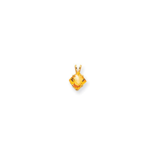 14k yellow gold 7mm princess cut citrine pendant xp433ci