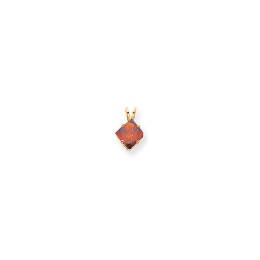 14k yellow gold 7mm princess cut garnet pendant xp433ga