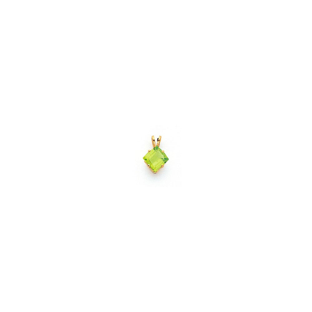 14k yellow gold 7mm princess cut peridot pendant xp433pe