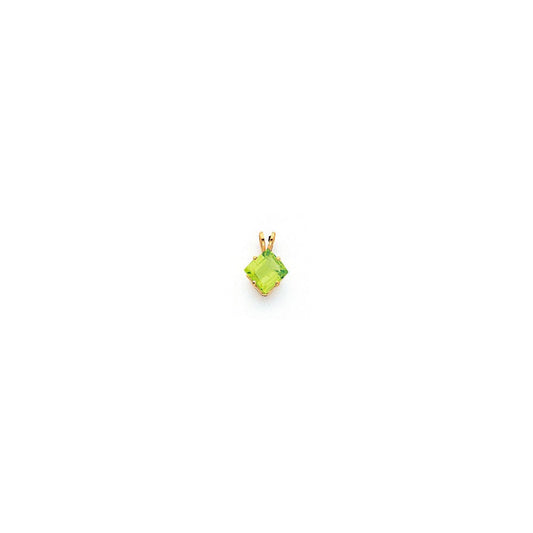 14k yellow gold 7mm princess cut peridot pendant xp433pe