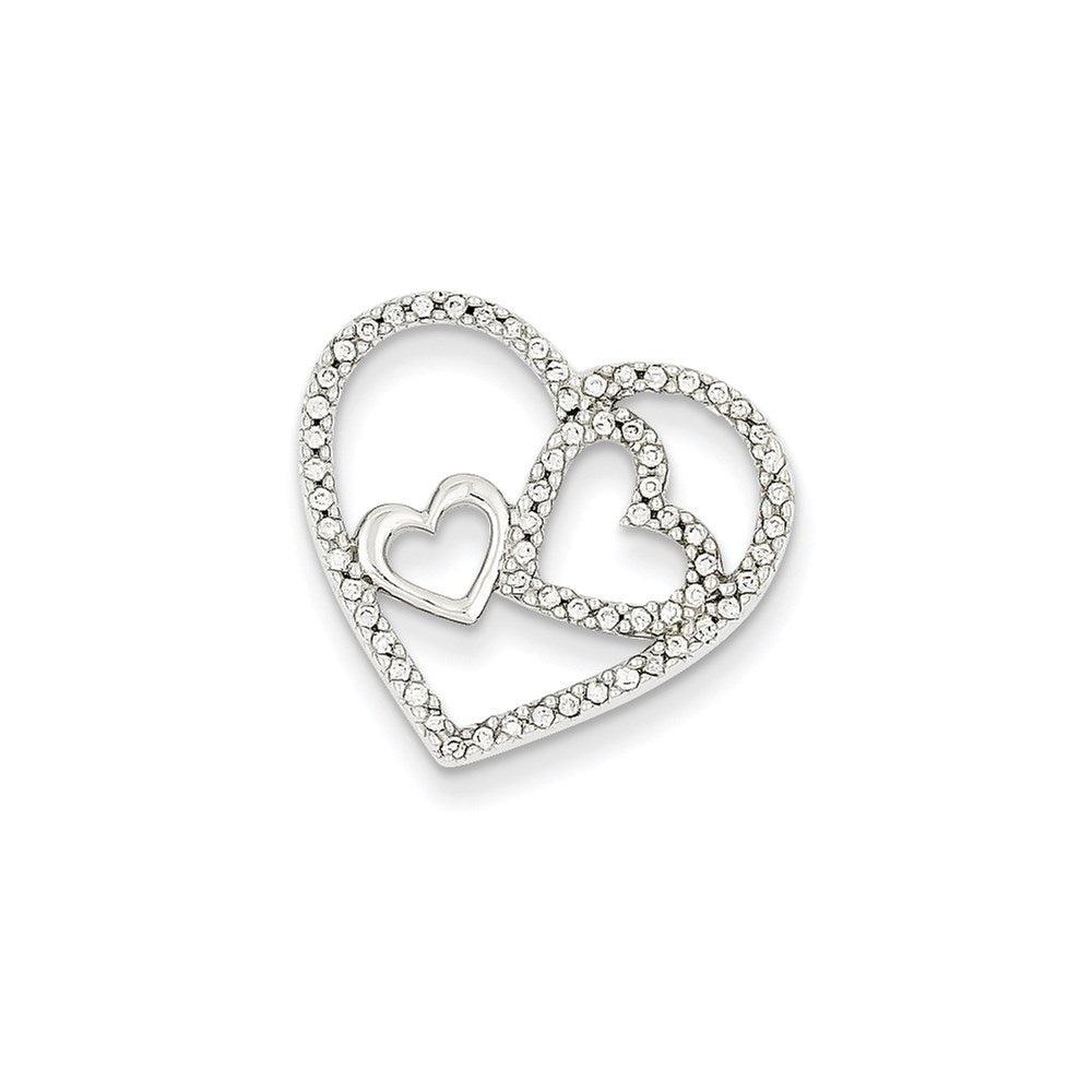 14k white gold real diamond hearts chain slide xp4355aa