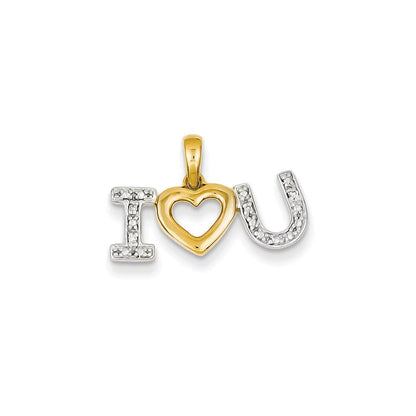14k yellow gold real diamond i love you pendant xp4434aa