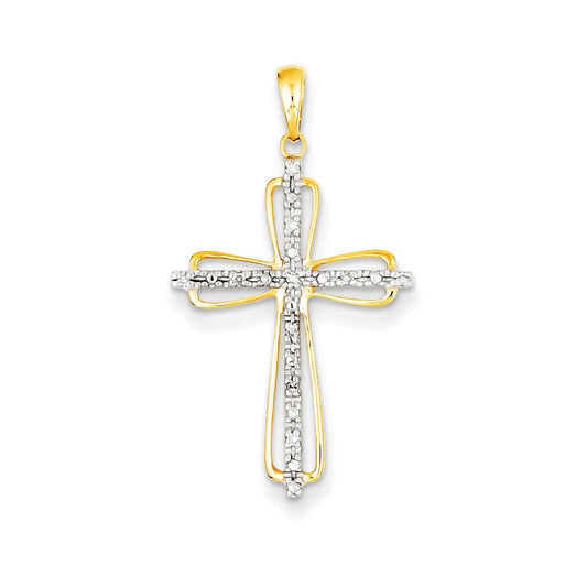 14k yellow gold real diamond cross pendant xp4439aa