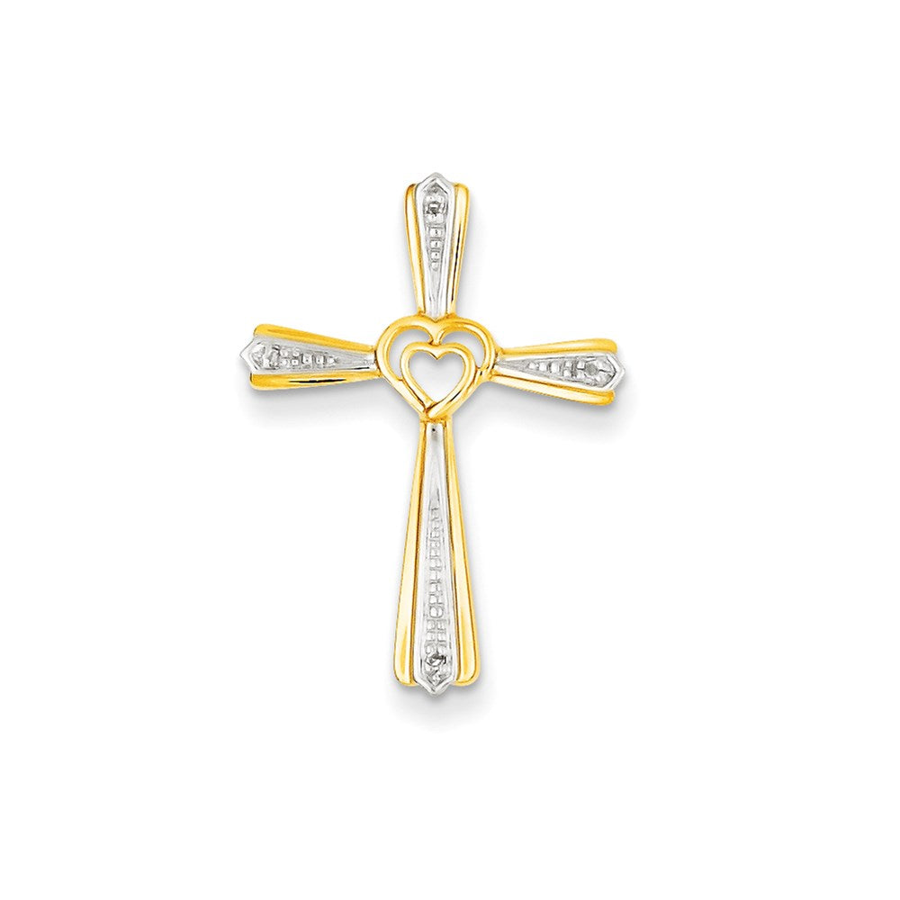 14k yellow gold rhodium real diamond cross pendant xp4440aa