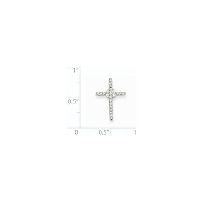 14k White Gold Diamond Cross Pendant Slide
