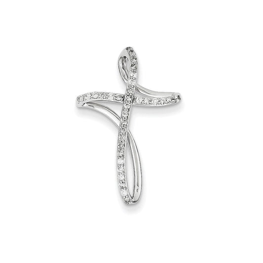 14k white gold real diamond cross pendant slide xp4445aa