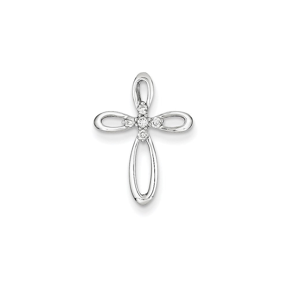 14k white gold real diamond cross pendant slide pendant xp4446aa