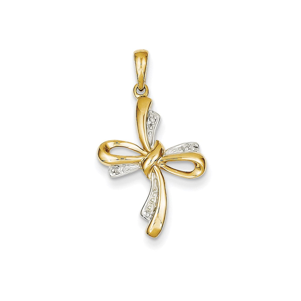 14k yellow gold real diamond cross pendant xp4447aa