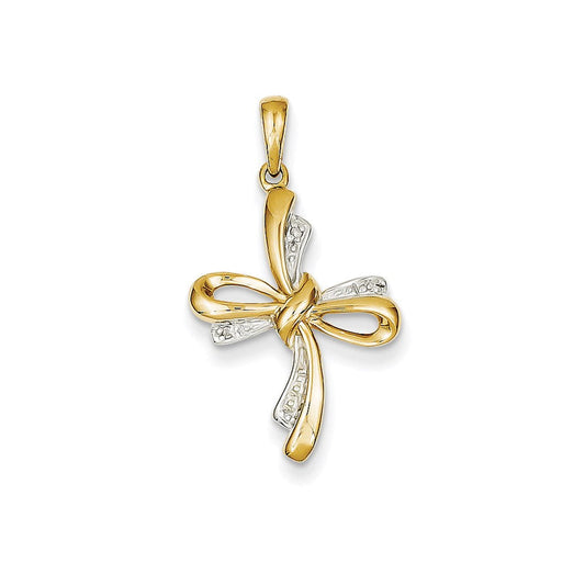 14k yellow gold real diamond cross pendant xp4447aa