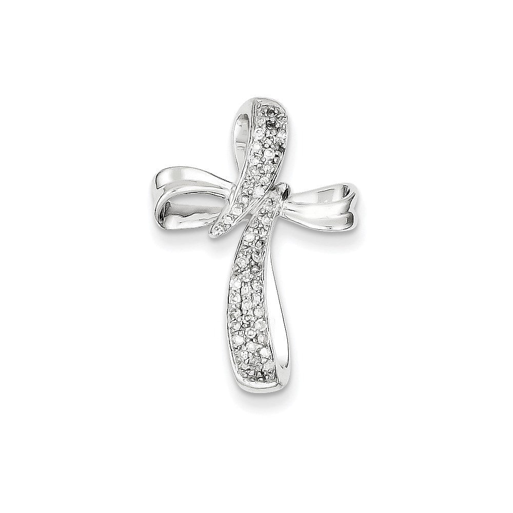 14k white gold real diamond cross pendant slide xp4449aa