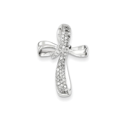 14k white gold real diamond cross pendant slide xp4449aa