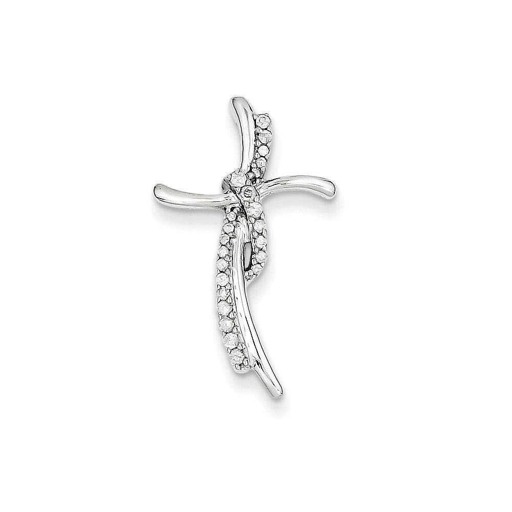 14k white gold 0 15ct real diamond cross pendant slide xp4450aa